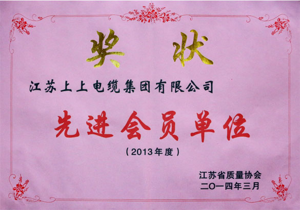 新宝GG集团荣获江苏省质量协会2013年度“先进会员单位”称呼
